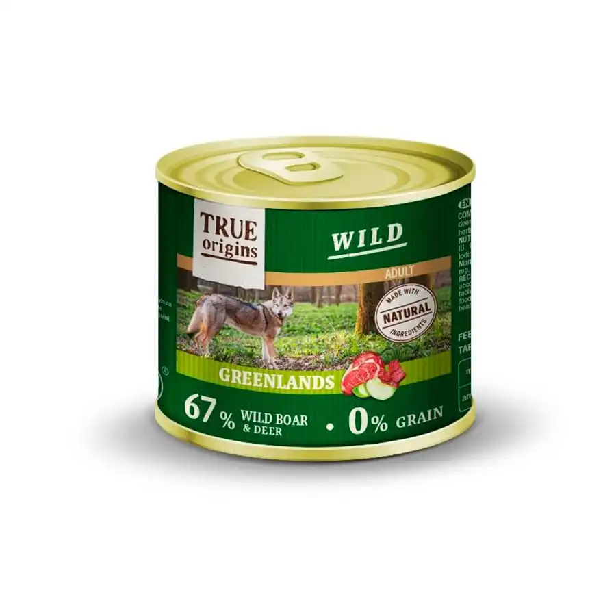 True Origins Wild Greendlands Jabalí y Venado lata para perros