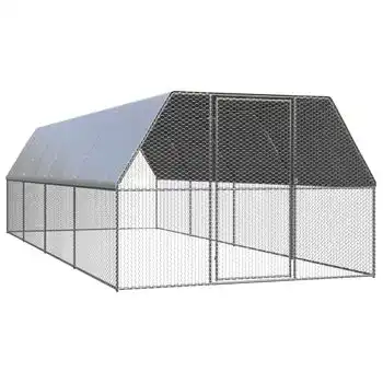 Jaula Gallinero De Acero Galvanizado 3x8x2 M Vidaxl