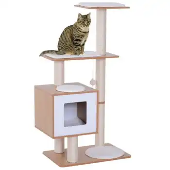 Árbol Rascador Para Gatos De Mdf Sisal 71,5x49,5x120cm-pawhut.natural