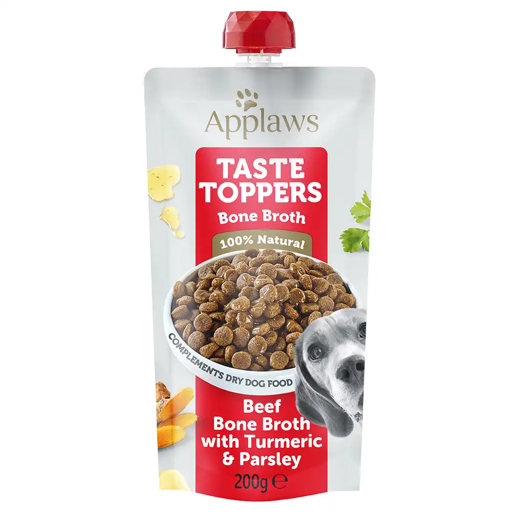 Applaws Taste Toppers en bolsitas para perros 6 x 200 ml - Caldo de huesos de vacuno con cúrcuma y perejil