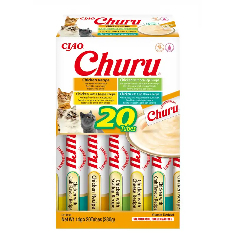 20x14gr Pack Churu para gato adulto Pure Mix de Pollo